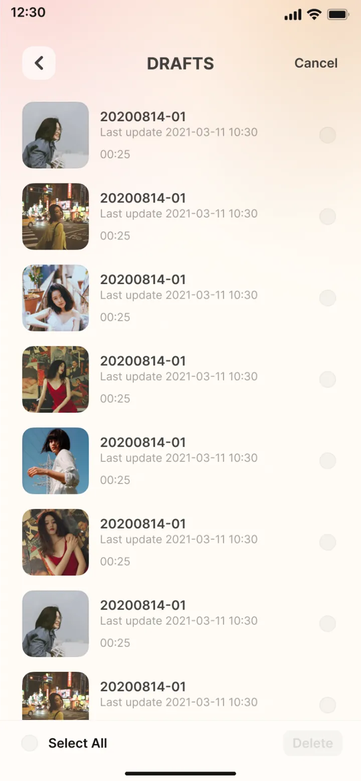 草稿列表与全选 · 03